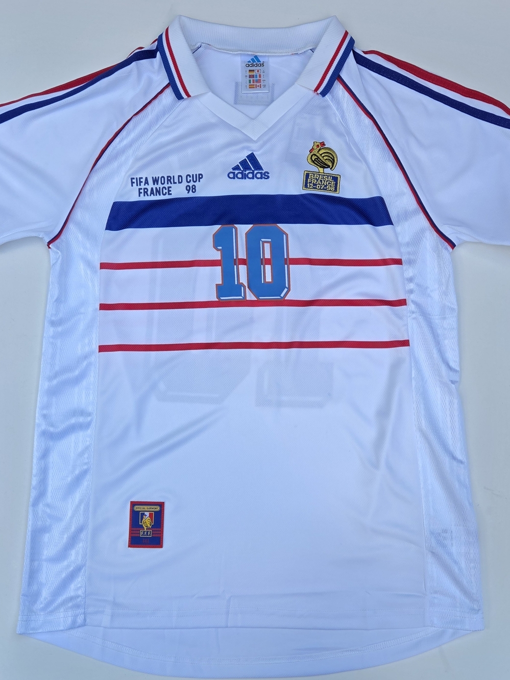 Retro Zidane France 1998 FIFA World Cup White Jersey Size L-XL-2XL